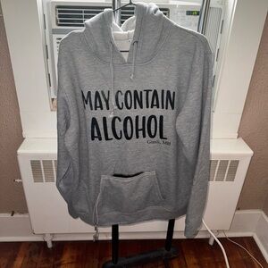 Gray Hoodie with 'May Contain Alcohol' Print